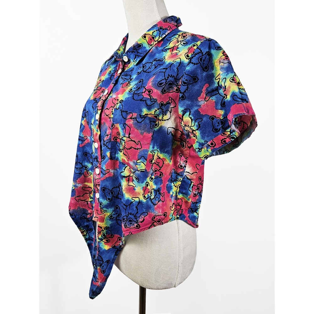 Grateful Dead XL Tie Dye Psychedelic Dancing Bears Cropped Front Tie-Front - Picture 5 of 6